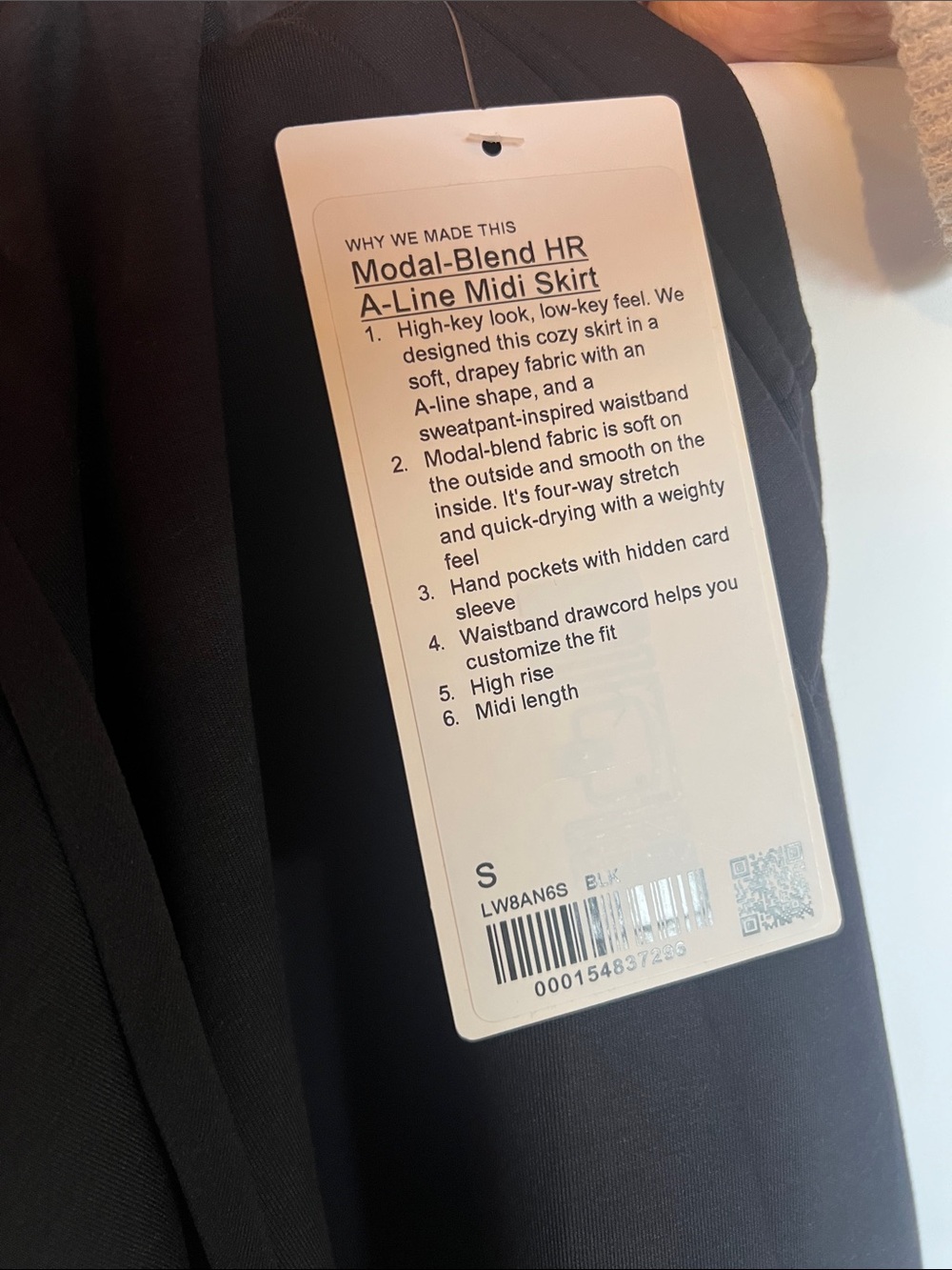 lululemon athletica Black Modal-Blend A-Line Midi Skirt